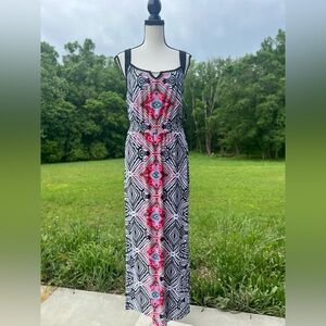 NWT Geometric Pink and Black Maxi Dress